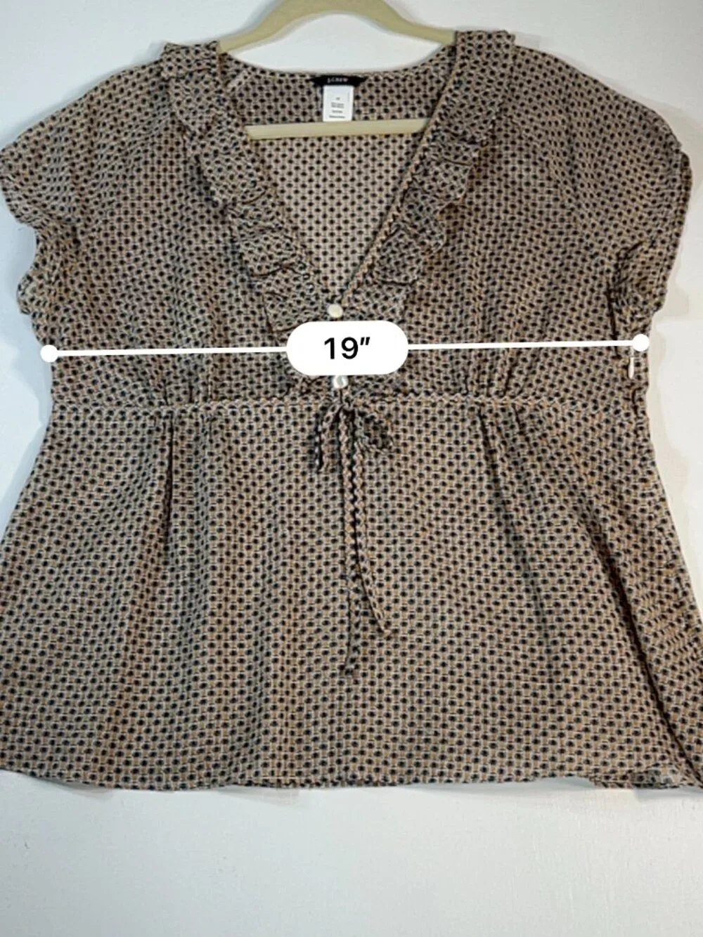 J.Crew Size 14 Pineapple Print Ruffle‎ Peplum Cotton Blouse Top